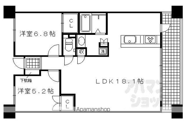 グランブルー御池高倉(2LDK/11階)の間取り写真