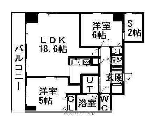 レジディア大通西(2LDK/13階)の間取り写真