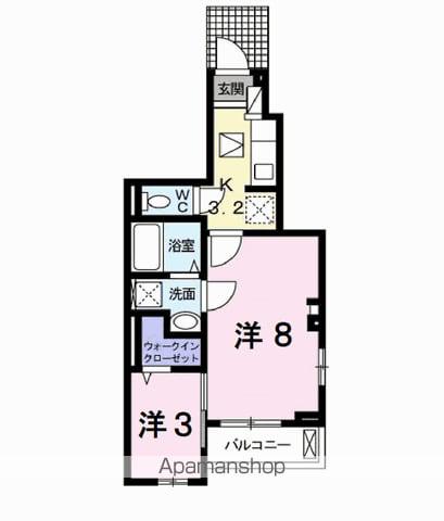 ラ・オハナ甲斐(2K/1階)の間取り写真