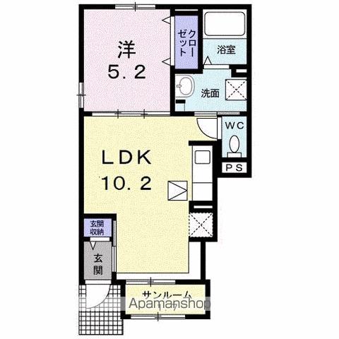 フェリクス(1LDK/1階)の間取り写真