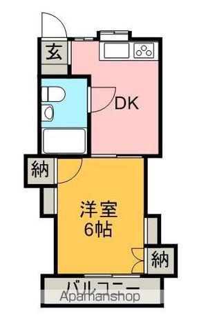 ユースハイツⅡ(1DK/2階)の間取り写真