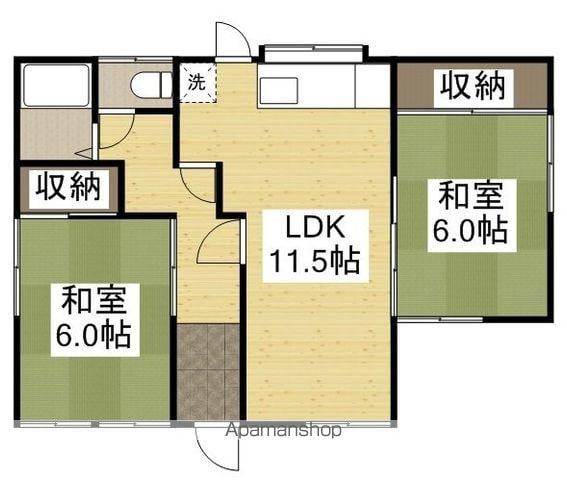 山陽本線 倉敷駅 徒歩21分 1階建 築38年(2LDK)の間取り写真