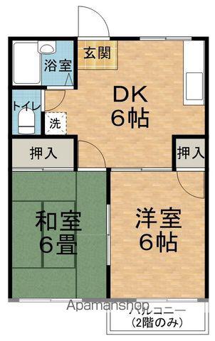 メゾン中萱B(2DK/2階)の間取り写真