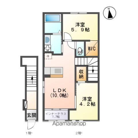 ホームガーデン二番谷地Ⅵ(2LDK/2階)の間取り写真