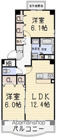 ヒルズ楠南棟(2LDK/3階)の間取り写真