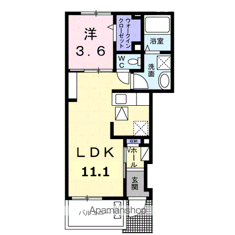 ノイ・レーベンB(1LDK/1階)の間取り写真