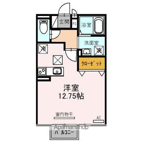 サンローズB棟(ワンルーム/1階)の間取り写真