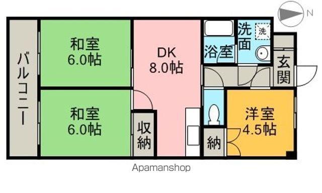 矢野コーポⅠ(3DK/2階)の間取り写真