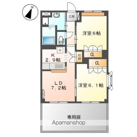 グランピエールA棟(2LDK/1階)の間取り写真