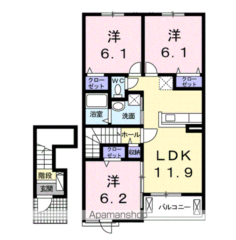 ルーベル宇多津I(3LDK/2階)の間取り写真