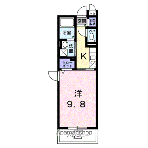 セジュール西都A(1K/3階)の間取り写真