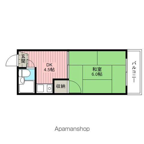 待兼ヒルハイツ(1DK/3階)の間取り写真