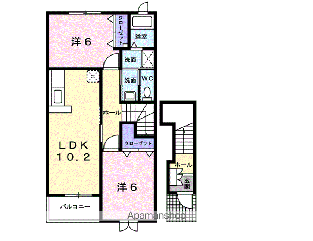 アンジュ・パル(2LDK/2階)の間取り写真