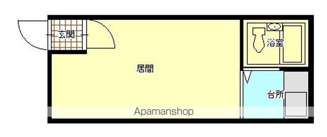 函館市電本線湯川線 十字街駅 徒歩5分 2階建 築39年(1K/1階)の間取り写真
