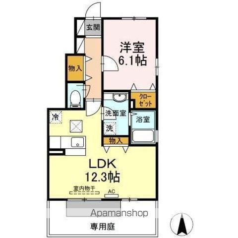 花水 木(1LDK/1階)の間取り写真