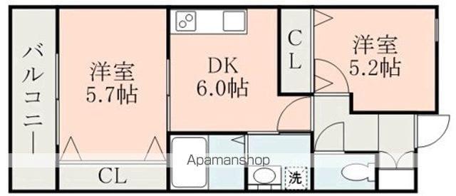 ヨーロピアンシャレー清水万石参番館(2DK/2階)の間取り写真