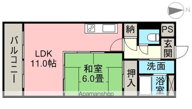 グランドヒルズ坂野(1LDK/3階)の間取り写真