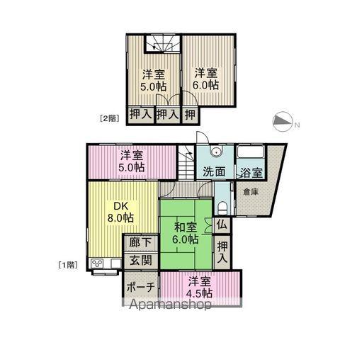 鹿児島本線 羽犬塚駅 徒歩12分 2階建 築47年(5DK)の間取り写真