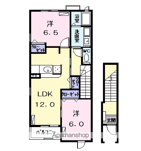 セイント スクエア(2LDK/2階)の間取り写真