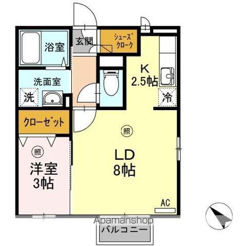 ハイマート小串(1LDK/2階)の間取り写真