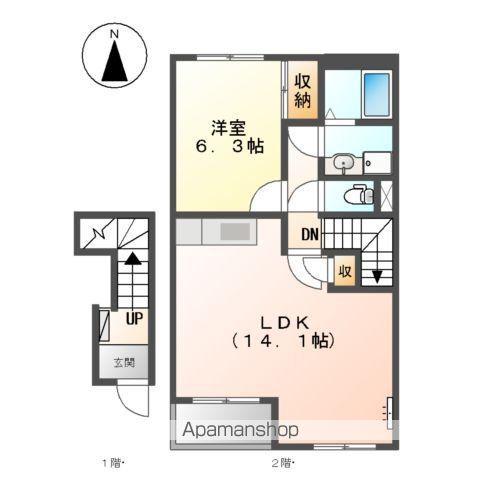 クォリティー(1LDK/2階)の間取り写真