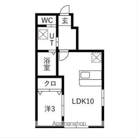 ほのむA棟(1LDK/1階)の間取り写真