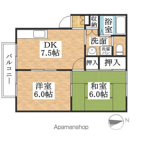 プレジールタクミA棟(2DK/2階)の間取り写真