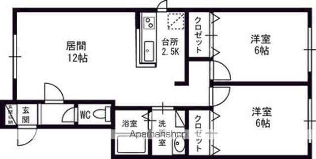 アヴニールⅡ(2LDK/1階)の間取り写真