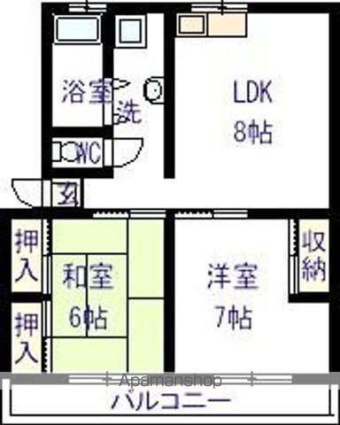 シティハイムフクイ(2LDK/2階)の間取り写真
