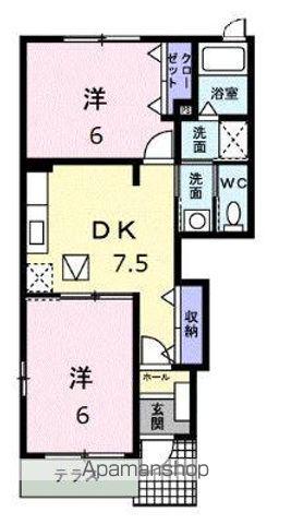 ヴィラージュⅣ(2DK/1階)の間取り写真