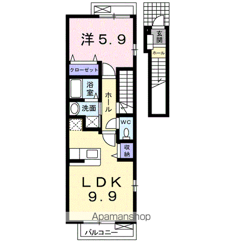 ジョリメゾン桜木A(1LDK/2階)の間取り写真