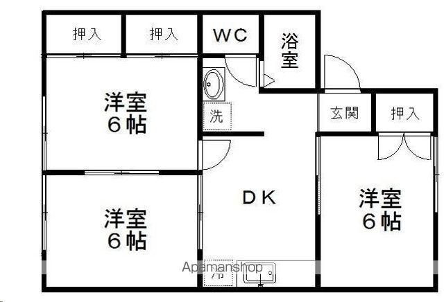 パレーシャル長命D棟(3DK/1階)の間取り写真