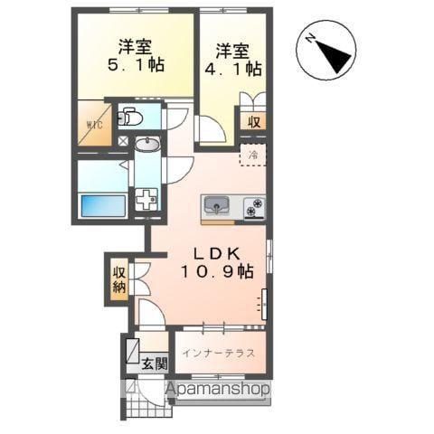 サクラリアン益城(2LDK/1階)の間取り写真