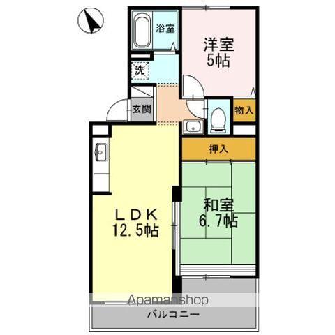 ヴァンベールしののめ A棟(2LDK/1階)の間取り写真