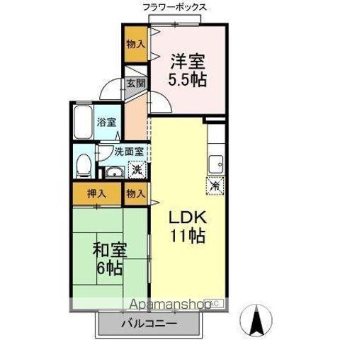 セジュールカワコ-(2LDK/2階)の間取り写真