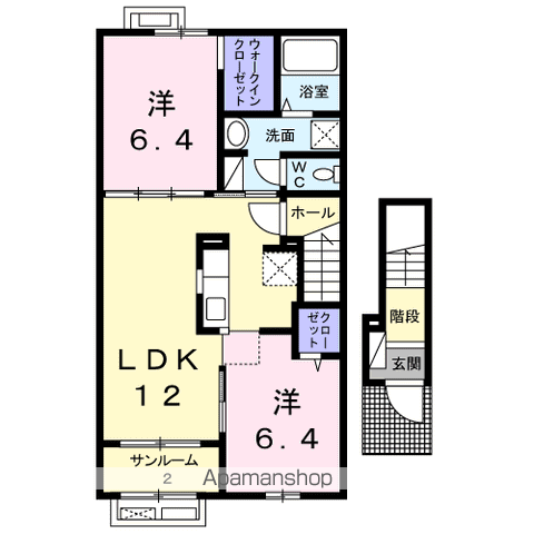 ドゥ・ステージアⅣ(2LDK/2階)の間取り写真