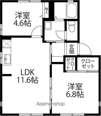 ディアスフラワーハウス(2LDK/2階)の間取り写真