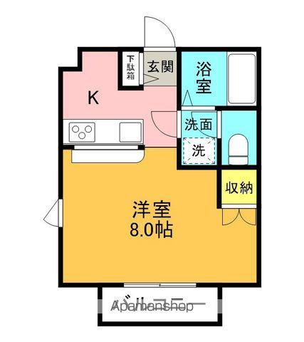 ハイツマロンフィールド D棟(ワンルーム/2階)の間取り写真