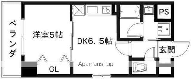 R-2コート(1DK/8階)の間取り写真