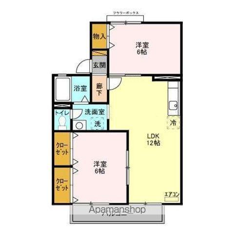 カーサみつわ台C・D(2LDK/2階)の間取り写真
