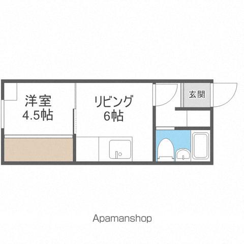 札幌市東西線 白石駅(札幌市営) 徒歩3分 5階建 築42年(1DK/3階)の間取り写真