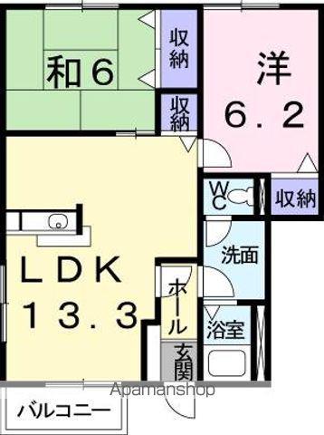 リーヴメゾン北館A(2LDK/1階)の間取り写真