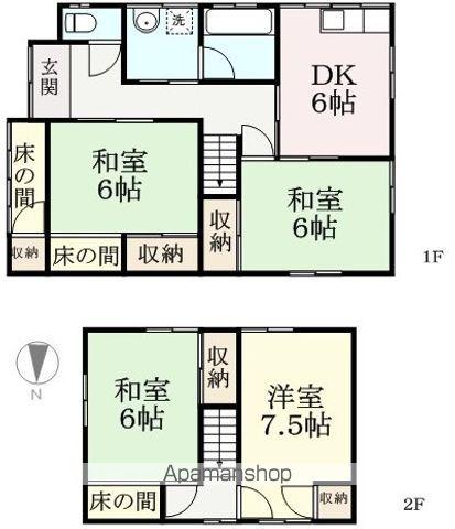 福井県福井市 2階建 築55年(4DK)の間取り写真