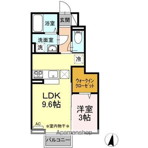 D-ROOM上浜町(1LDK/1階)の間取り写真