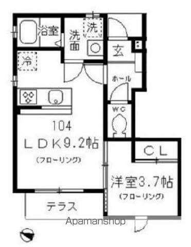 BONHEUR(1LDK/1階)の間取り写真