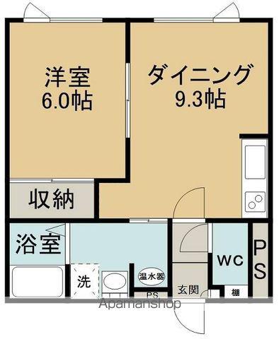 グローイングハイムD(1DK/1階)の間取り写真