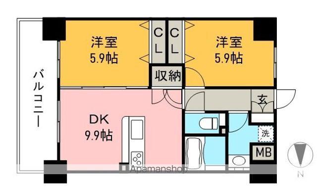 山中ハイツ3(2DK/4階)の間取り写真