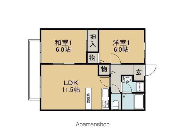 ラフィネ大林(2LDK/1階)の間取り写真