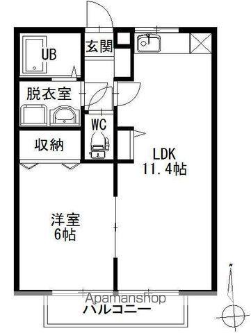 フリージア(1LDK/2階)の間取り写真