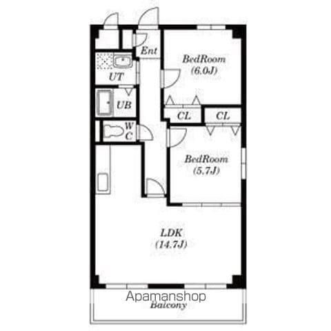 フレンドハイツ城ヶ根(2LDK/4階)の間取り写真